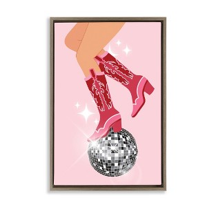 Stupell Industries Balancing Disco Cowgirl Black Framed Floater Canvas Wall Art - 1 of 4