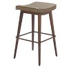 Barstool – 31.1" H, Taupe Faux Leather – Steel Frame with Faux Wood Accents (Set of 2) By Zuo Modern - 4 of 4