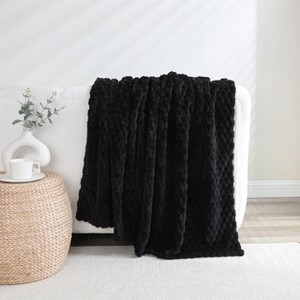 Kate Aurora Leylani Ultra Soft & Plush Luxurious Accent Throw Blanket - 50 in. W x 60 in. L - Black - 1 of 4