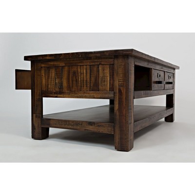Cannon Valley Rustic Brown Acacia Rectangular Coffee Table with Storage