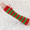 Allegra K Women's Stripe Print Knitted Fingerless Elbow Length Gloves Warmers One Size 1 Pair - 2 of 4