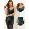 INSPIRE CHIC Women's Velvet V-Neck Ruched Front Party Clubwear Spaghetti Straps Tank Top - 2 of 4