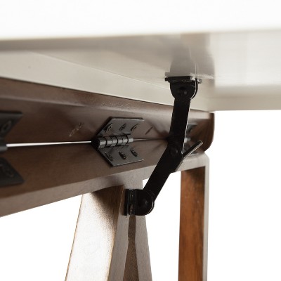 White and Walnut Wall-Mounted Folding Dining Table