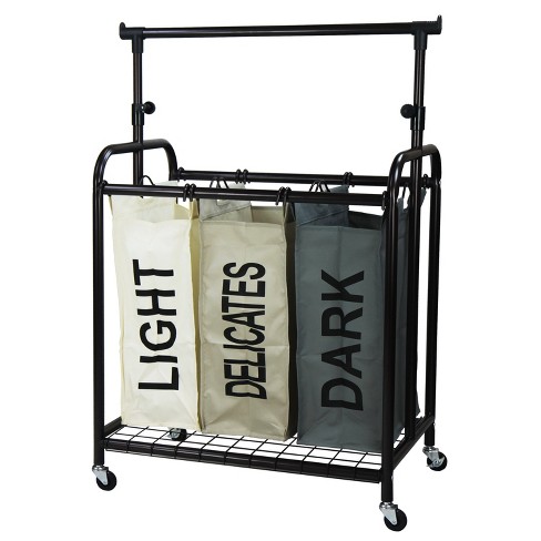 Laundry Cart with wheels & Hanging Bar