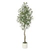 Litake Artificial Olive Tree Plants 5/6/7ft, Artificial Plastic Plants in White Pot for Home ,1pack or 2pack - 3 of 4