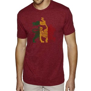 LA Pop Art Men's Premium Blend Word Art T-shirt - Rasta Lion - One Love - 1 of 4