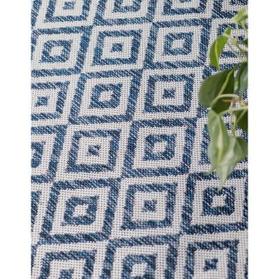 Costa Rica Blue Geometric 2'2" x 3' Outdoor Synthetic Rug