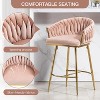 Angel Sar 2-Park Bar Stools Set, 26'' Modern Velvet Counter Height Bar Stools with Hand-Wave Back, Comfy Cushion - 4 of 4
