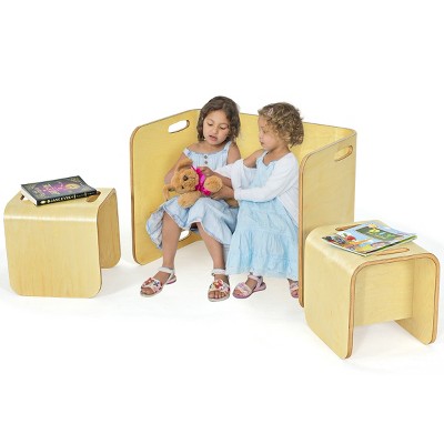 Infans 3 Piece Kids Wooden Table & Chair Set Children Multipurpose Homeschool Furniture
