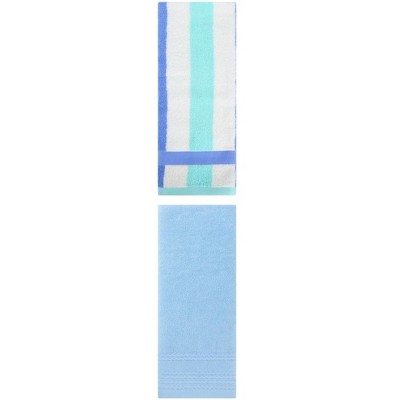 REGALWOVEN Striped Decorative Hand Towels for Bathroom Kitchen Gym 14" x 30"/13" x 29" 2 Pcs