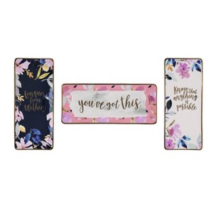 Transpac Ceramic Inspirational Trinket Tray Set of 3 Spring Home Decorations - 1 of 1