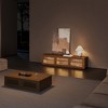 POVISON 71" Mid-Century Modern Wood Slatted TV Stand with LED lights, LED TV Stand, Walnut Color TV Console - 3 of 4