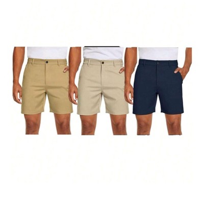 Mens 3 Pack Stretch Fit Shorts For Summer Active/Lounge With Back Side Zipper Pocket
