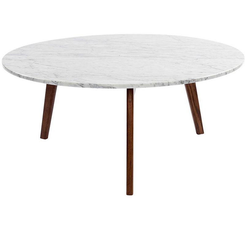 The Bianco Collection Stella 31" Round Italian Black Marble Coffee Table, 1 of 9