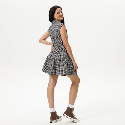 Женские платья Wild Fable Women's Mini Cap Sleeve Elastic Waistband Mini Dress - Wild Fable™ Black Gingham S — фото 2