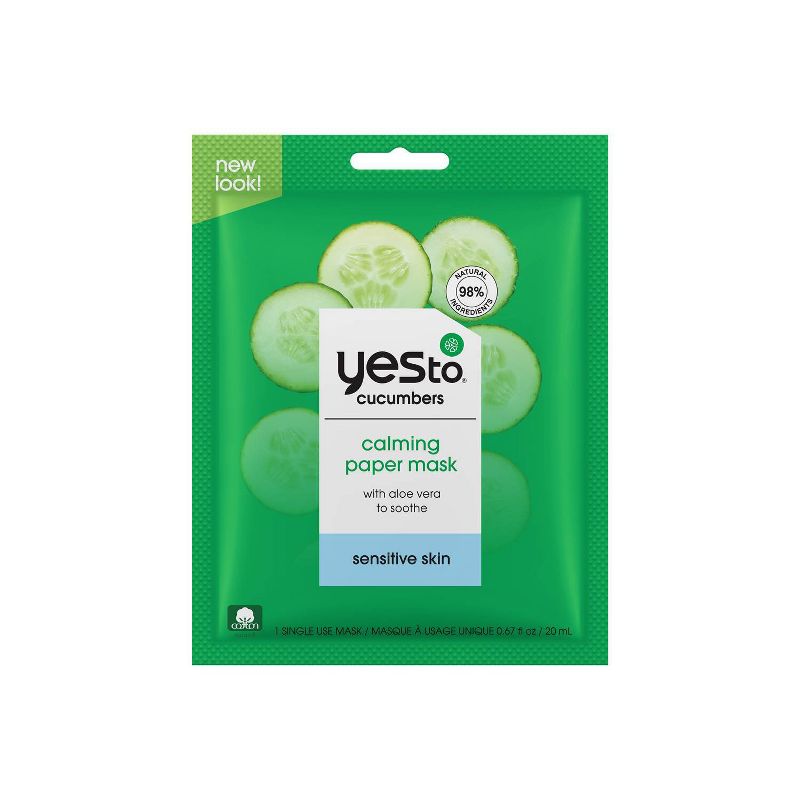 Yes To Cucumbers Calming Paper Face Mask - 1ct/0.67 fl oz, 1 of 6