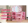 46''H Kids Vanity w/Lights & Chair - Convertible Desk w/Tri-Mirror, 4 Storage Bins, CPSIA Certified (Pink/White) - 4 of 4