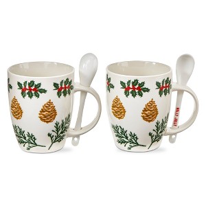 tagltd PINE CONE SPRIG MUG + SPOON 16 oz - 1 of 2