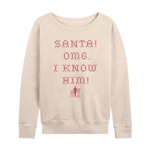 Women's - ELF - I Know Him Lightweight French Terry Wide Neck Long Sleeve Graphic Shirt - 1 of 4