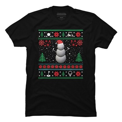 Men's Design By Humans Christmas Golf Golfing Golfer Ugly Christmas Xmas By pahari T-Shirt