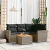 vidaXL Patio Sofa Set with Cushions Outdoor Furniture 5 Piece Poly Rattan - Gray - 2 of 4
