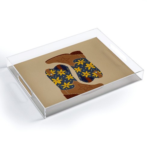 Cat Coquillette Cowgirl Boots Teal Yellow Acrylic Tray - Deny Designs :  Target