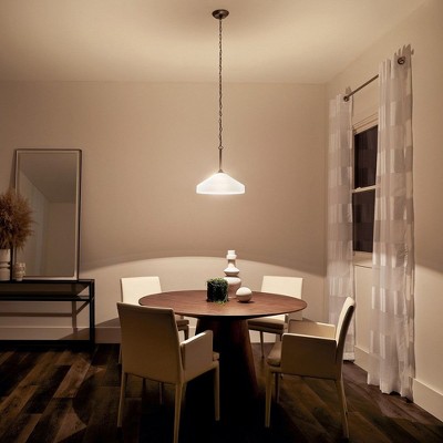 Modern Brushed Nickel 15" Bowl Pendant with White Glass Shade