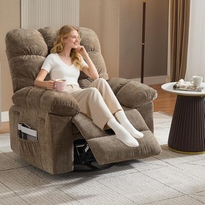 Oversized Rocking Recliner Chair, 360 Degree Swivel Massage Chair with Vibration Massage and Heat - 1 of 4