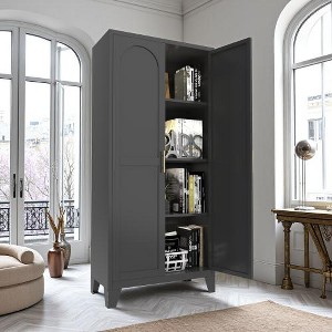 Ridstar 61.02 in. H Stylish Double-Door Metal Storage Cabinet with Doors and Adjustable Shelves-Black - 1 of 4