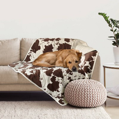 Brown and White Waterproof Faux Fur Pet Blanket
