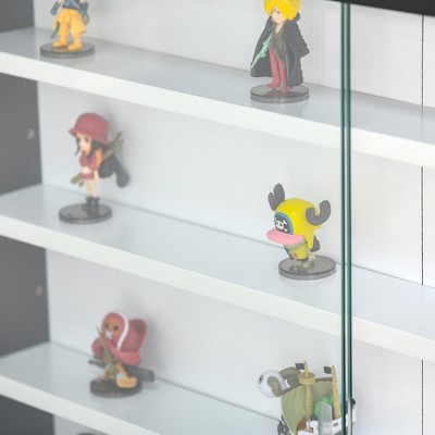 Black and White Wall Mounted Display Cabinet with Adjustable Shelves