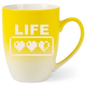 100 North Gaming 10 Ounce Yellow and White Two Toned Ombre, Comfortably Fits Your Hands, Ceramic Tea Coffee Cup Mug, Life - 1 of 1
