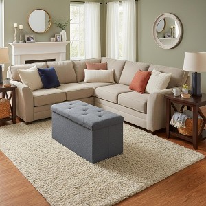 FurnitureR Foldable Storage Ottoman Bench, 30.3" Linen Fabric Tufted Ottoman with Storage, Ottoman for Bedroom Living Room, Footrest Seat with Storage - 1 of 4