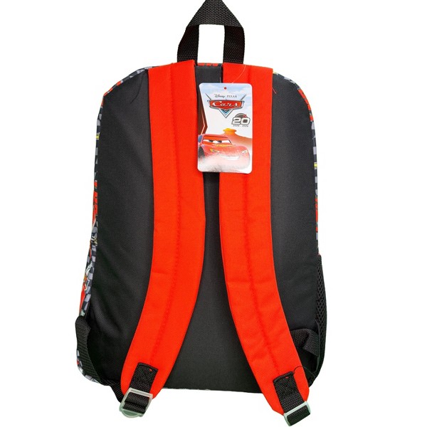 Mochila escolar de nylon de 16" de Disney Cars Lightning McQueen con estampado de cuadros, con bolsillo frontal 5