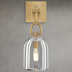 CityFurn 1-Light Modern Crystal Wall Sconce Bathroom Wall Light with Bell Clear Glass - 1 of 4