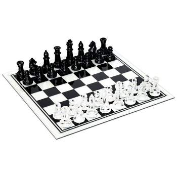 WE Games Black and Clear Glass Chess Set, 13.75 in. Board, 3 in. King
