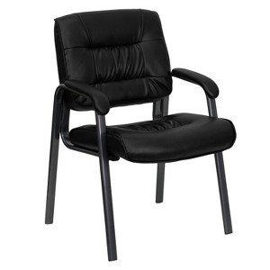 Executive Side Chair Titanium Frame/Black Leather - Flash Furniture, Silver Frame/Black
