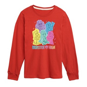 Boys' - Monster High - Pastel Character Group Long Sleeve Graphic T-Shirt - 1 of 4
