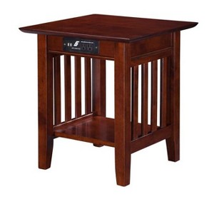 AFI Furnishings Mission End Table with Charging Station in Walnut - 1 of 4