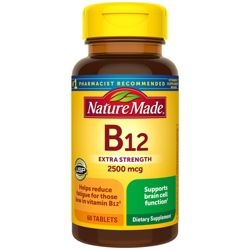 Nature Made Extra Strength Vitamin B12 2500 mcg Tablets for Energy Metabolism Support - 60ct