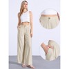 INSPIRE CHIC Women's Elastic High Waist One Button Lightwieght Wide Leg Pants with Pockets - 2 of 4