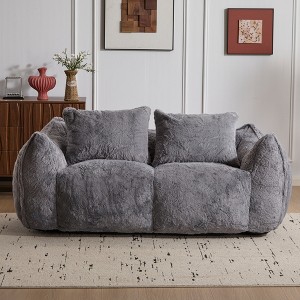MOONMISS Ultra Soft Fluffy Loveseat Bean Bag Sofa with Pillows, Oversized Chase Lounge Chair Indoor for Living Room Bedroom - 1 of 4