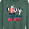 Women's - Peanuts - Happiest Of Holidays Lightweight French Terry Wide Neck Long Sleeve Shirt - 2 of 4