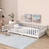 COWLOWN Twin Size Floor Bed with Safety Fence & Door, Rubber Wood Montessori Bed for Toddlers - 3 of 4