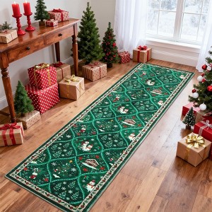 Washable Runner Rug Non Slip Kitchen Rugs Christmas Indoor Entryway Rug Trellis Soft Bath Mat - 1 of 4