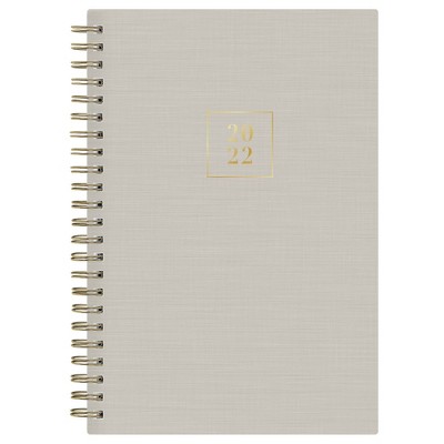 2022 Planner 5" x 8" Weekly/Monthly Wirebound Fabric Hardcover Solid Tan - Rachel Parcell by Blue Sky