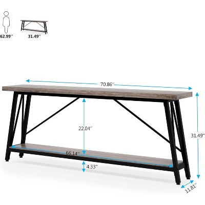 Gulches Classic Industrial 70.9" Console Table, Extra Long Sofa Table Behind Couch, Gray