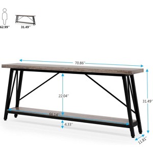 Gulches Classic Industrial 70.9" Console Table, Extra Long Sofa Table Behind Couch, Gray - 1 of 4