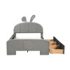 NicBex Twin/Full Velvet Upholstered Bed Frame with Rabbit-Shaped Headboard,Platform Bed Frame with 3 Drawers,Bed-End Storage Pocket,Easy Assembly - 3 of 4