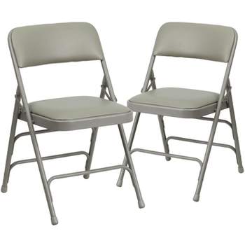 Flash Furniture HERCULES Series Metal Folding Chairs with Padded Seats | Set of 2 Black Metal Folding Chairs
